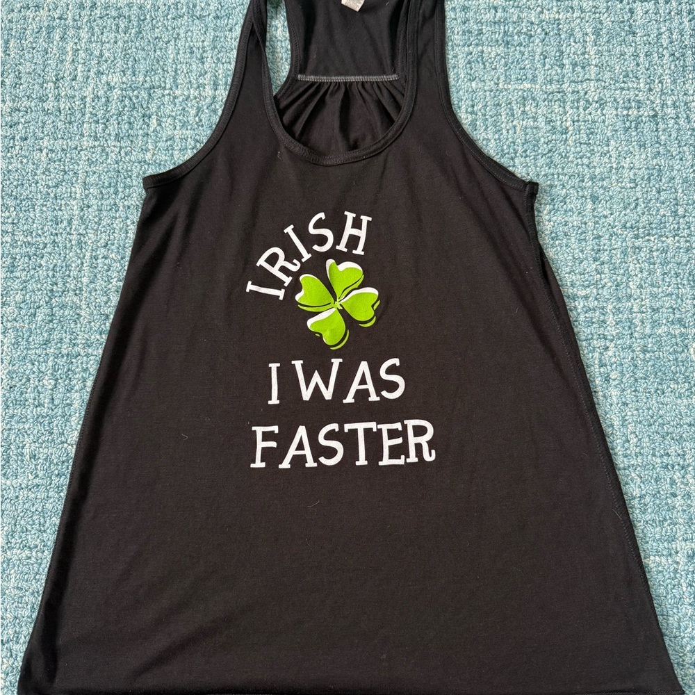 Irish I was Faster Black Graphic Tank Top